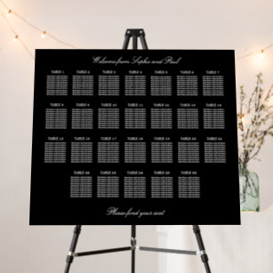 Elegant Black 26 Table Seating Chart Foam Board