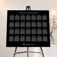 Elegant Black 28 Table Seating Chart Foam Board