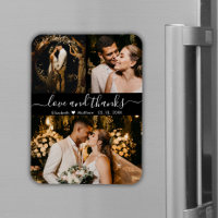 Elegant Black 3 Photo Wedding Thank You Magnet