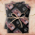 Elegant Black 40 and Fabulous 40th Birthday Photo Wrapping Paper Sheets<br><div class="desc">Elegant Black 40 and Fabulous 40th Birthday Photo Wrapping Paper Sheets. 40 and fabulous text in trendy script with a name on a black background. Personalize it with your photo,  name and age. It`s a great personalized photo gift wrap for a woman`s birthday.</div>