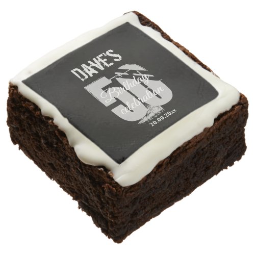 Elegant Black 50 Any Birthday Party Personalised  Brownie