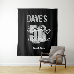 Elegant Black 50th Birthday Party Tapestry