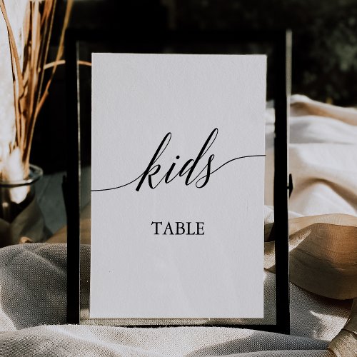 Elegant Black 5x7 Printable Kids Table Number