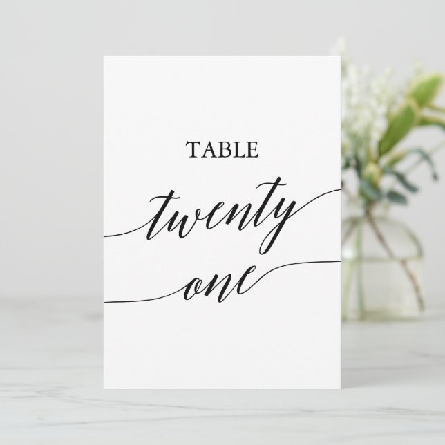 Elegant Black 5x7 Printable Table Number 21 (Standing Front)