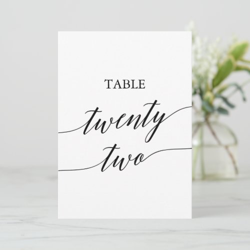 Elegant Black 5x7 Printable Table Number 22