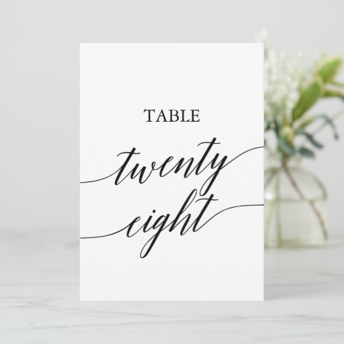Elegant Black 5x7 Printable Table Number 28