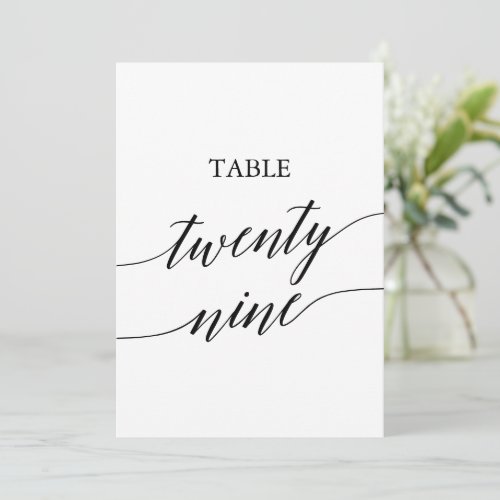 Elegant Black 5x7 Printable Table Number 29