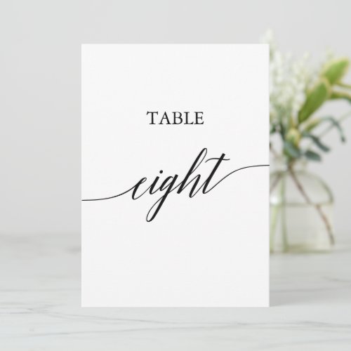 Elegant Black 5x7 Printable Table Number Eight
