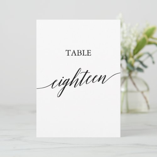 Elegant Black 5x7 Printable Table Number Eighteen