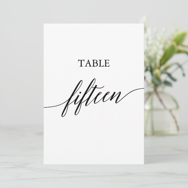 Elegant Black 5x7 Printable Table Number Fifteen (Standing Front)
