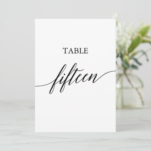 Elegant Black 5x7 Printable Table Number Fifteen