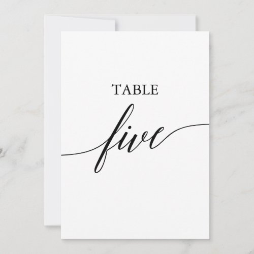 Elegant Black 5x7 Printable Table Number Five