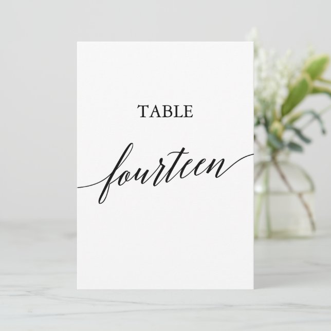 Elegant Black 5x7 Printable Table Number Fourteen (Standing Front)