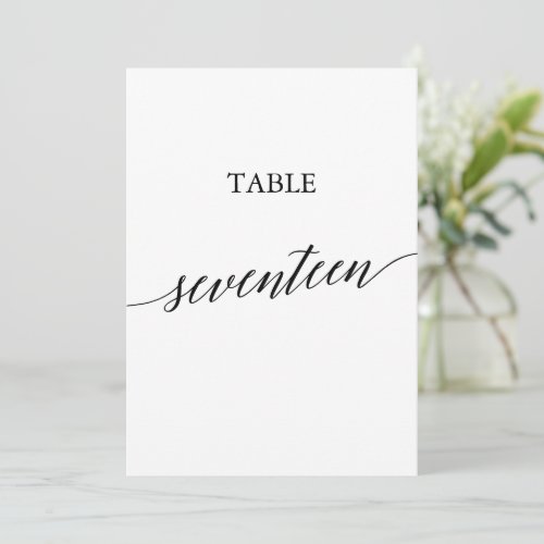 Elegant Black 5x7 Printable Table Number Seventeen