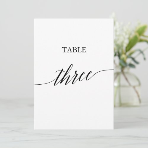 Elegant Black 5x7 Printable Table Number Three