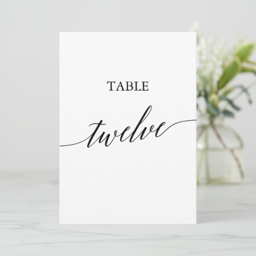 Elegant Black 5x7 Printable Table Number Twelve