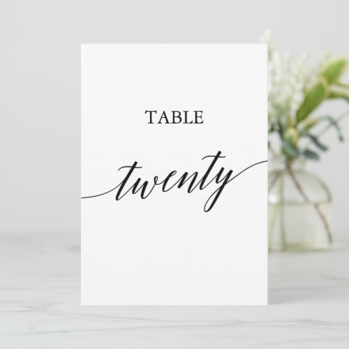 Elegant Black 5x7 Printable Table Number Twenty