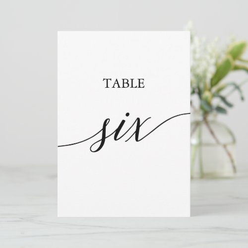Elegant Black 5x7 Printable Table Six Table Number