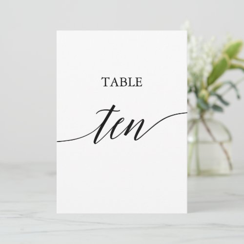 Elegant Black 5x7 Printable Table Ten Table Number