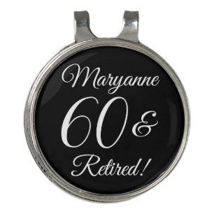 Elegant Black 60 & Retired Retirement Party Golf Hat Clip