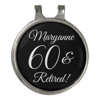 Elegant Black 60 & Retired Retirement Party Golf Hat Clip
