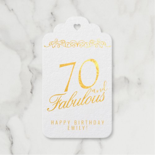 Elegant Black 70 and Fabulous 70th Birthday Foil Gift Tags