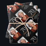 Elegant Black 70 and Fabulous 70th Birthday Photo Wrapping Paper Sheets<br><div class="desc">Elegant Black 70 and Fabulous 70th Birthday Photo Wrapping Paper Sheets. 70 and fabulous text in trendy script with a name on a black background. Personalize it with your photo,  name and age. It`s a great personalized photo gift wrap for a woman`s birthday.</div>