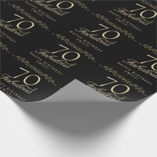Elegant Black 70 and Fabulous 70th Birthday  Wrapping Paper