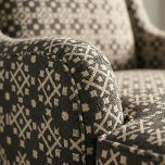 Elegant Black And Beige Geometric Lattice Trellis Fabric