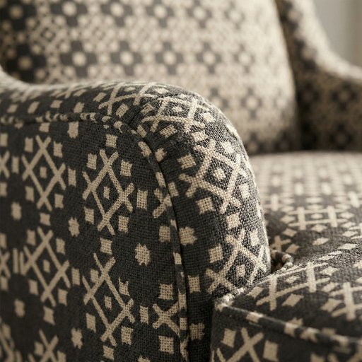 Elegant Black And Beige Geometric Lattice Trellis Fabric