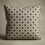 Elegant Black and Beige Geometric Mosaic Pattern Fabric