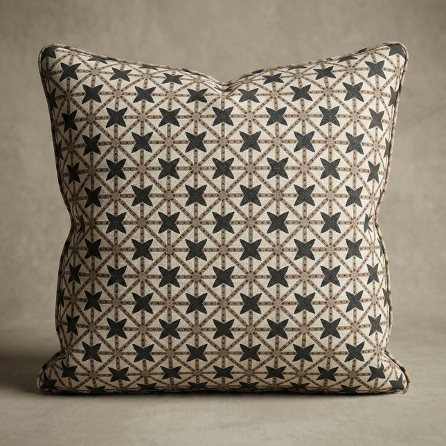 Elegant Black and Beige Geometric Mosaic Pattern Fabric (Creator Uploaded)