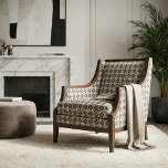 Elegant Black and Beige Geometric Mosaic Pattern Fabric