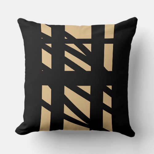 Elegant Black And Beige Scribbles   Throw Pillow