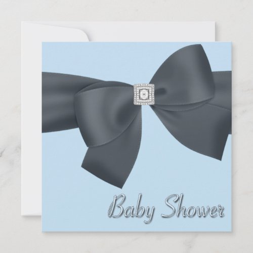 Elegant Black and Blue Baby Shower Announcements