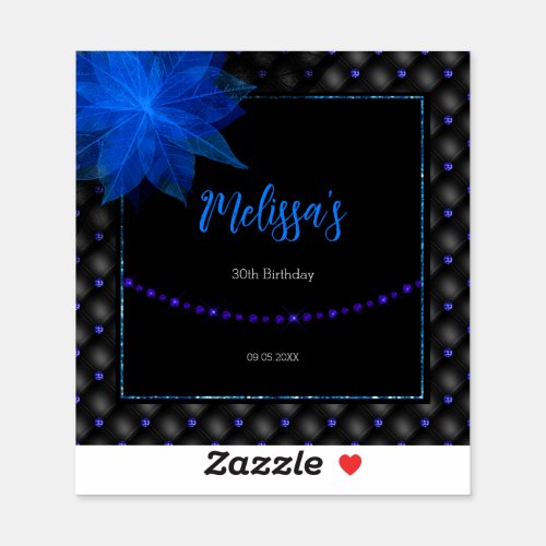 Elegant Black and Blue Birthday  Sticker
