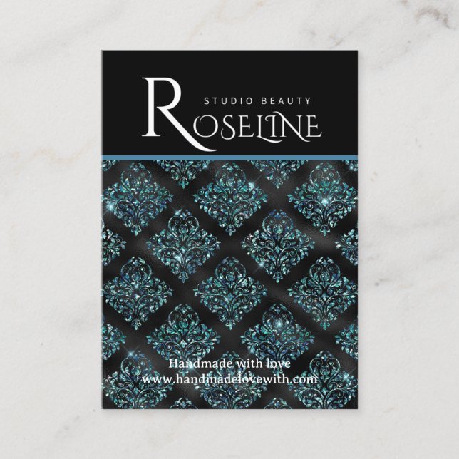 Elegant Black and blue geometric jewlery display Business Card (Front)