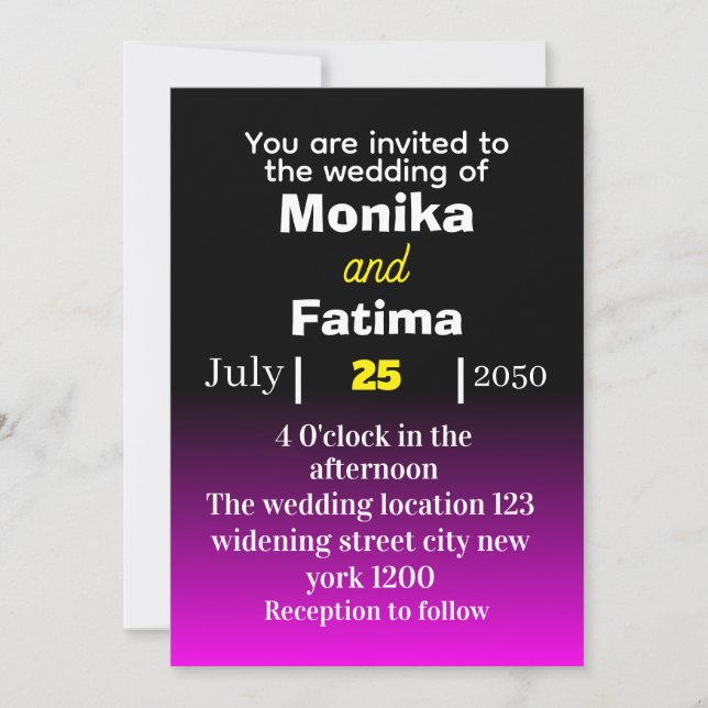 Elegant Black and Blue Wedding Invitation  (Front)