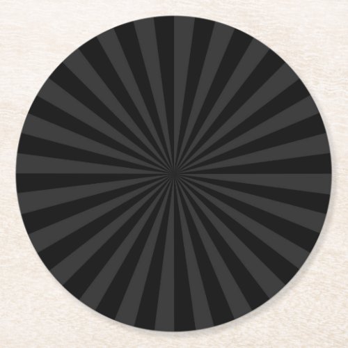 Elegant Black and Charcoal Burst Customize This Round Paper Coaster