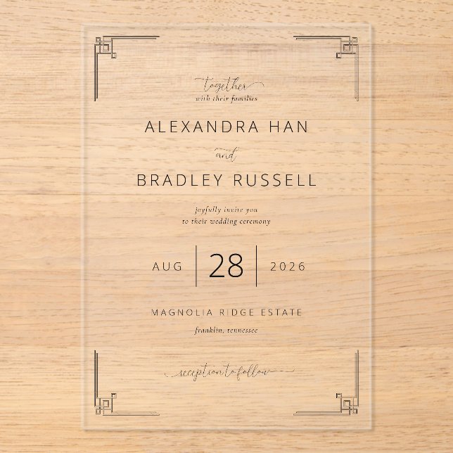 Elegant Black and Cream Formal Wedding Invitation (Front)