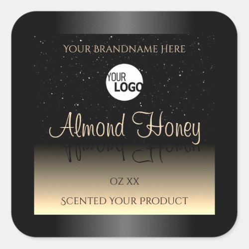 Elegant Black and Cream Product Label Glitter Logo