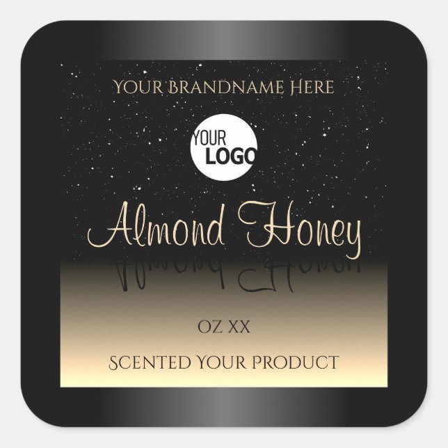 Elegant Black and Cream Product Label Glitter Logo (Front)