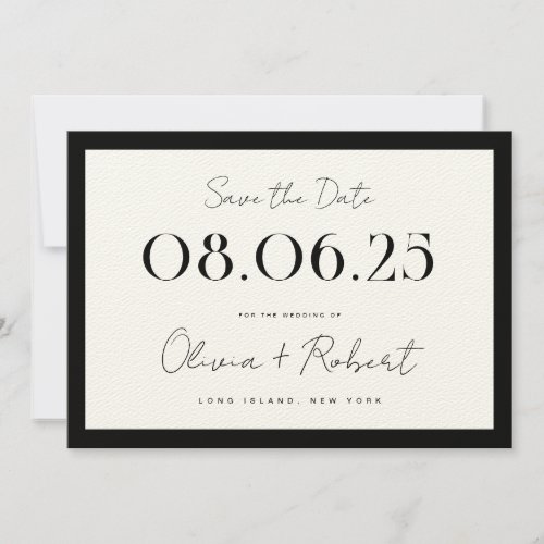 Elegant Black and Ecru Chic Wedding Save The Date