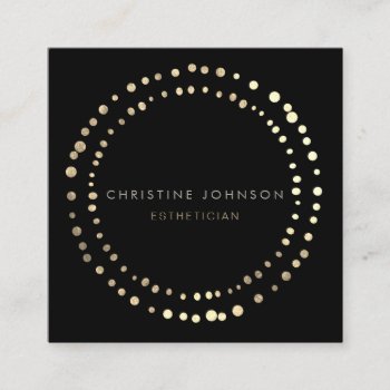 Elegant Black And Faux Gold Foil Esthetician Square Business Card by amoredesign at Zazzle