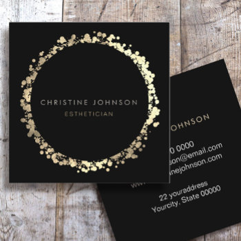 Elegant Black And Faux Gold Foil Square Business Card by amoredesign at Zazzle