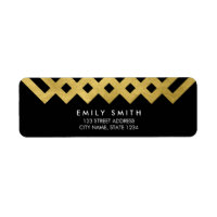 Elegant Black and Faux Gold Geometric Address Label