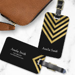 Elegant Black and Faux Gold Geometric Luggage Tag<br><div class="desc">Stand out with this stylish black luggage tag featuring an elegant faux gold geometric design. Personalize this tag with your information and for more options such as to change the font and it's size click the "Customize it" button. *Please note that the Zazzle Watermark that appears in the zoom preview...</div>