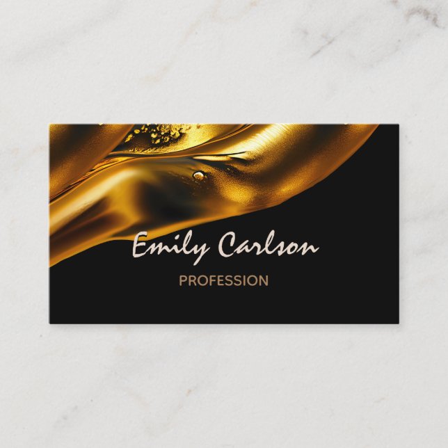 Elegant black and faux liquid gold appointment car card (Front)