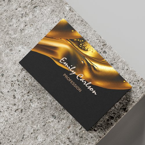 Elegant black and faux liquid gold  business card