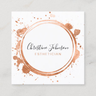 elegant black and FAUX rose gold foil Square Business Card